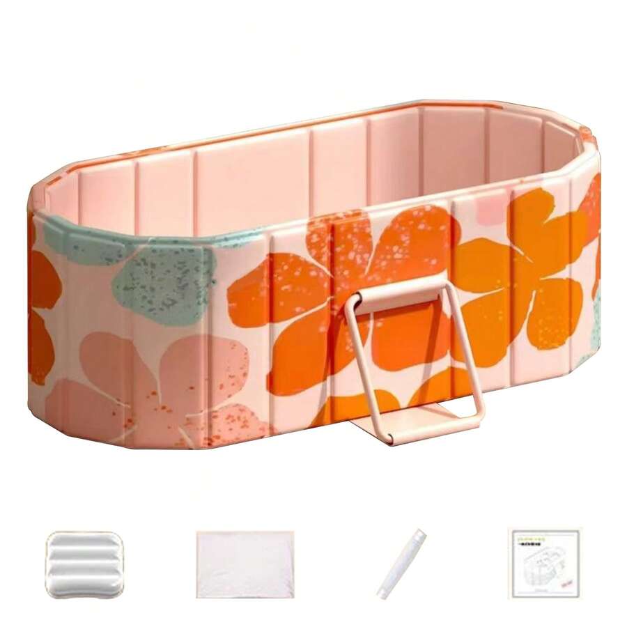 Bañera plegable con diseño floral de 1,5 metros, con un diseño reforzado de cinco capas para mejorar la impermeabilidad y la resistencia a la humedad, lo que garantiza una mayor durabilidad y practicidad. Esta económica solución para el baño es un regalo ideal para ocasiones como San Valentín, Acción de Gracias, inauguraciones de casas o cumpleaños, perfecta para familiares, amigos, esposas, novias y vecinos. - Rosa coral - Ver 1