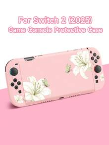 1pc White Lily Element Pattern Protective Case Compatible With Switch2/Switch NS/Switch OLED/Switch Lite, New Generation Game Console Protective Shell, Multi-Color Options: Black/Red/Pink/Yellow/Blue/White, TPU Soft Cover, Universal Gamepad Protective Case, Switch Controller Protective Cover, Switch Gaming Accessories, Anti-Drop, Anti-Slip, Scratch-Resistant, Stylish - Multicolor - View 20