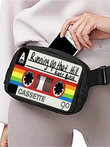 Túi đeo chéo ngực in hình băng cassette cổ điển, túi đeo hông có dây điều chỉnh, túi đeo vai mini, túi nhỏ có khóa kéo nhẹ đựng điện thoại, ví và chìa khóa, phù hợp cho cả nam và nữ, phong cách hip-hop đường phố Y2K, tuyệt vời cho chạy bộ, du lịch, tập thể dục, sử dụng hàng ngày. - Nhiều màu - Xem 4