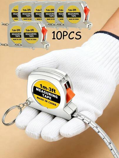 10pcs Silver Retractable Tape Measure Keychain, Mini Metric & Imperial Scale Ruler, Multifunctional Pocket Tool For Construction & Daily Use, 1m/3ft | Halloween/Teacher's Day/Christmas Gift, Backpack Decor, ID Badge Lanyard, Car & Bag Accessory, Gift For Men, Keychain, Key Fob, Dad Gift, Boyfriend Gift, Bag Decoration