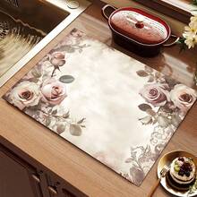 1件复古花卉图案耐热保护套，防滑防刮表面，易于清洁的涤纶材质，适用于厨房、洗衣机、烘干机、炉灶保护套，家用电器配件，现代厨房防滑垫。 - 彩色 - 查看 9