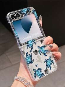 1pc Fashionable And Simple Frosted PC Material Cute Underwater World Turtle Element Folding Phone Case, Can Protect And Prevent Falling: SamsungGalaxy Zflip 3/Zflip 4/Zflip 5/Zflip 6/Zflip 7/ Find N3 Flip/ Razr 50 Ultra/ Razr 60 Ultra/ Razr 60/ Razr 50/XiaomiMIX Flip/Galaxy Z Flip7 FE - Clear - View 11