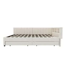 Daybed, 140x200cm, Daybed, Sofa Bed, Bed Reception Area, Bed With Two Drawers, With Slatted Base (Mattress Not Included), Linen, Beige - Beige - View 6