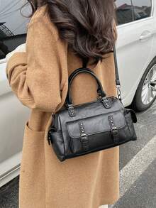 Ny trendig, avslappnad, minimalistisk, lätt och mångsidig axelväska för kvinnor - Svart - Visa 2