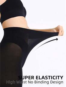 1 Pair Of Candy-Colored Women's Plus-Size Pantyhose, Super Soft Solid Color Semi-Transparent Pantyhose, High-Waisted Polyester Stockings, Sizes: XS-XXXL, 10 Colors To Choose From, Suitable For Daily Use. - Multicolor - View 3