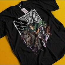 T-shirts med grafisk design, 180 g ren bomull, Eren Mikasa T-shirt, Erwin Hange Armin T-shirt, Tillverkad av ren bomull, Vår- och sommarkläder för Thanksgiving, Unikt tryckt casual T-shirt, Ren bomull T-shirt, Modern enkeltryckt casual T-shirt, Lämplig för alla årstider, Sommarkläder. Säsongskläder, Andningsbart material, Festlig-Unisex - Svart - Visa 1