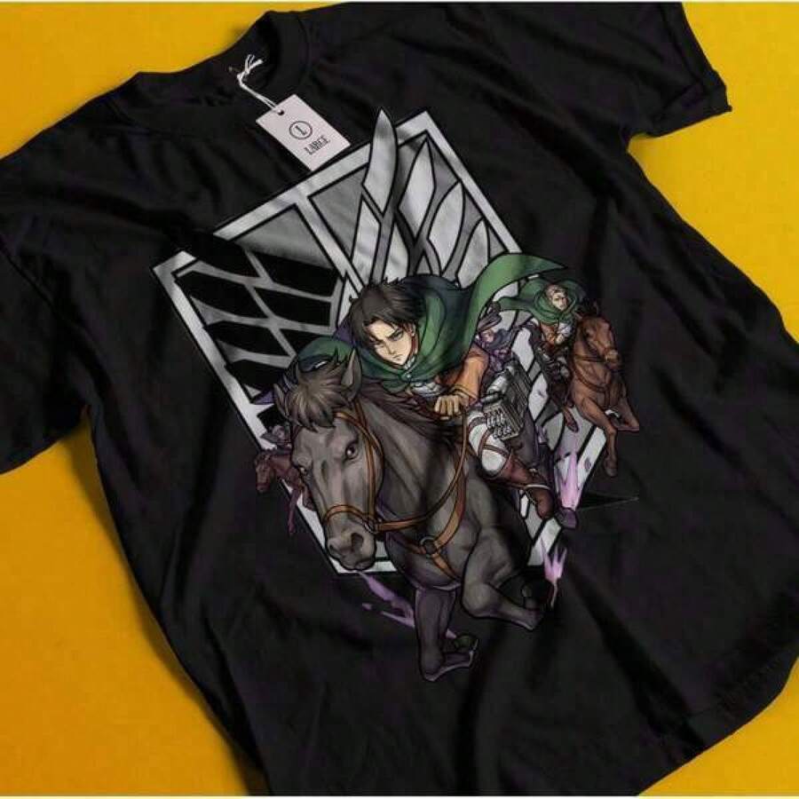 T-shirts med grafisk design, 180 g ren bomull, Eren Mikasa T-shirt, Erwin Hange Armin T-shirt, Tillverkad av ren bomull, Vår- och sommarkläder för Thanksgiving, Unikt tryckt casual T-shirt, Ren bomull T-shirt, Modern enkeltryckt casual T-shirt, Lämplig för alla årstider, Sommarkläder. Säsongskläder, Andningsbart material, Festlig-Unisex - Svart - Visa 1