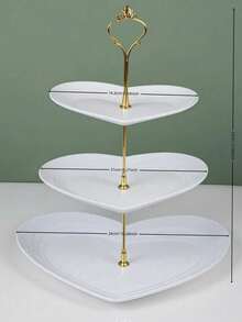 3-Tier Heart Shaped Cake Stand For Creative Wedding, Birthday Party, Candy, Dessert, Afternoon, High Tea ,Valentines Wedding, Birthday,Easter,Party Favors, Parties, Valentine'S Day, Black Valentine DAY, Valentines Wedding - 白色 - 查看 4