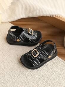 1 Pair Kids Summer New Casual Soft Bottom Non-Slip Versatile Sandals, Toddler/Little Kids Daily Wear Fashionable Flat Sandals - Black - View 3