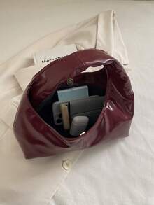 Fashionable New Solid Color Personalized Pleated Classic Handbag, Soft And Smooth Leather Crescent Shaped Women's Armpit Bag, Suitable For Shopping, Wallets, Shopping, Young Women, College Students, Newcomers, And White-Collar Workers. They Are Very Suitable For Offices, Universities, Work, Business, Commuting, Outdoor Activities, Travel, And Outings - Red - View 11