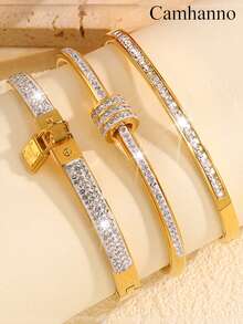 Camhanno 5/3/2/1 قطعة سوار من الفولاذ المقاوم للصدأ أنيق وراقي - يتميز بتفاصيل زخرفية على شكل قفل، يناسب الذهاب اليومي للعمل ليضيف لمسة من الرقي إلى الملابس اليومية، ويتناسب مع مختلف الأزياء بسلاسة؛ ويضفي إحساسًا رومانسيًا على حفلات الحزب، ويكمل أي ارتداء فاخر للمناسبات الاجتماعية؛ هذه الهدية الساحرة في عيد الحب تعزز الطبيعة الرقيقة في سيناريوهات المواعدة، وتجعل جاذبيتك تتألق في كل لحظة رومانسية - متعدد الألوان - مشاهدة 13