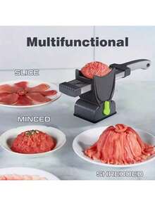 1 Set Manual Meat Slicer And Mincer - Stainless Steel Meat Cutter, Suitable For Fresh Beef, Pork And Mutton - Household Cooking And BBQ Kitchen Knives, Gray, Fresh Meat Cutter, Meat Slicer, Meat Grinder, Kitchen Utensil Set, Food Slicer, BBQ Assistant, Suitable For Beef, Salmon, Lamb, Vegetables, No Electricity Or Battery Required, Dedicated For Cooking And BBQ Hot Dishes - Multicolor - View 10