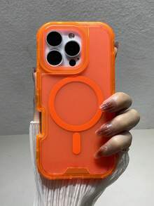 Magnetic Soft Silicone 1pc Cute Gradient Color Magnetic Wireless Charging Phone Case With Rugged Edges Compatible With Iphone 17 AIR 16 15 14 13 12 11 Pro Max Plus Fashion Candy Color Back Cover Spring Birthday - Coral Orange - View 5