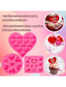 3pcs/1pc Valentine's Day Baking Molds, Heart/Rose Shaped, Various Heart Shapes, Chocolate Molds, Fondant Molds, Cookie/Candy/Pudding Molds, DIY Decorations, Suitable For Holiday Parties, Themed Events, Weddings, Mother's Day - Multicolor - View 8