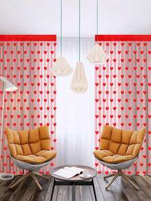 Valentine's Day Curtain - Heart-Shaped Lace Curtain For Valentine's Day Party Decoration, Bathroom Curtain - Red - View 7