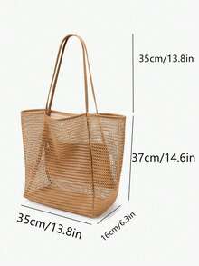 Mesh Tote Bag, Women's Handbag, Pocket/Bag, Makeup Bag, Casual Handbag, Foldable Women's Shoulder Bag, Suitable For Picnics, Waterproof, Foldable, Essential Bag, Multifunctional Shoulder Shopping Tote, Mesh Hollow Bag, Mesh Bag, Bathroom Storage Bag, Multifunctional Toiletry Bag, Bathroom Bag And Shoulder Tote - Multicolor - View 7