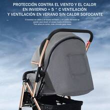 Carriola Bebé Plegable Reclinable Posición Tumbada 0-24 Meses - Negro - Ver 6