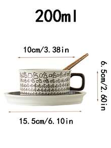 1pc Ceramic Latte Coffee Cup Set With Saucer, High-Quality Cute Couple Drinking Water Cup, Personalized Milk Mug, Creative Office Cup With Spoon - Multicolor - View 2