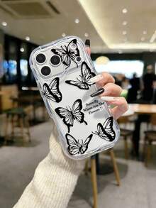 Cream Wavy Butterfly Painted Anti-Drop Phone Case Compatible With IPhone, Galaxy, Redmi - Multicolor - View 2