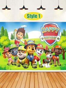 Paw PatrolTeam Patrol Children's Theme Birthday Party Background Decorative Items Cloth - Woof Woof Team Children's Cartoon Birthday Theme Photo Background Cloth - Woof Woof Team Big Battle Theme Birthday Party Background Cloth - Multicolor - View 12