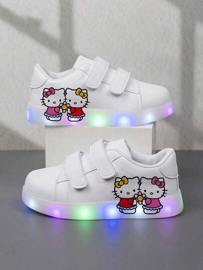 Sanrio 一双价格实惠、时尚的儿童休闲运动鞋，耐穿的篮球鞋，适合日常穿着和户外活动，万圣节礼物，夜光鞋，户外玩耍鞋，趣味设计鞋，卡通印花鞋，透气面料鞋，柔韧鞋底鞋，儿童运动鞋，休闲鞋，节日礼物，2D平底鞋