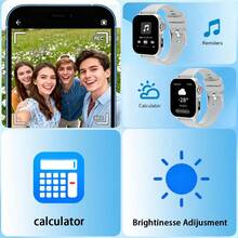 2025款男女通用高清触控智能手表：通话/无线短信/多种运动模式/遥控拍照/健身追踪器，USB充电，LED户外灯，硅胶表带，智能连接