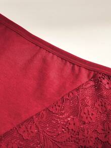 3pcs Plus Size Romantic Sexy Lace Patchwork Sheer Panties - Multicolor - View 3