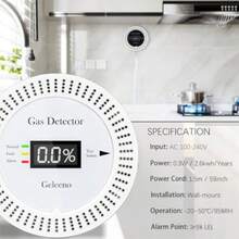 Detectores de Fugas de Gas Geleeno Alarma de Gas para el Hogar para Propano Natural GNL GLP Metano Deteccion de Gas de Carbon Cable de Alimentacion AC 110V Enchufable para Monitoreo de Gas con - Blanco - Ver 4