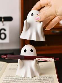 1个趣味幽灵笔筒，幽灵雕像造型，适用于办公桌收纳、学习用品收纳、化妆刷收纳，趣味桌面整理配件，办公用品礼品，办公配件 - 彩色 - 查看 6