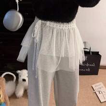 1pc Layered Lace High Waist Elastic Waist Skirt - Multicolor - View 6