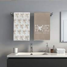 MEMNUN 2入奶茶色水彩蝴蝶結Home Sweet Home標語印花廚房抹布洗碗布 40*60cm/45*70cm 超細纖維聚酯纖維材質 現代柔軟抹布 手巾 家居裝飾 廚房裝飾 烹飪烘焙手巾 廚房配件 可機洗 清潔用品 適用於餐廳廚房、居家裝飾與禮品 全季節 - 彩色 - 查看 11