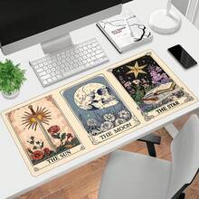 1 Peça Grande Mousepad para Teclado Gamer, Tapete de Teclado para Laptop, Tapete de Mesa - Design Temático Boêmio da Noite e Fases da Lua; - Com Bordas Costuradas com Precisão e Base de Borracha Antiderrapante, Disponível em Vários Tamanhos: 15,7*35,4 Polegadas (40*90 Cm). - Fácil de Limpar e Lavar, Ideal para Casa, Escritório, Local de Trabalho, Sala de Jogos e Dormitórios; Perfeito para Suprimentos de Volta às Aulas, Presentes de Férias para Namorados e Namoradas, Acessórios de Mesa, Suprimentos de Escritório, Tapetes de Mesa e Mousepad. Cena Noturna Abstrata, Lua Cheia e - C - Visão 10