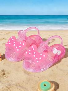 1 Pair Summer Fashion Polka Dot Bow Princess Style Kids Jelly Beach Sandals - Pink - View 3