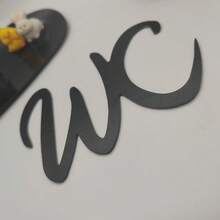 Self-Adhesive WC Sign For Toilet Door - Black Acrylic, Easy Install Wall Decor - Multicolor - View 2