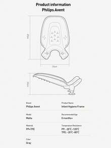 Philips Avent 可调节高度防滑婴儿浴椅 - 符合人体工学设计，柔软舒适，结构坚固，适合0-3岁宝宝 | 易于清洁的灰色浴椅，适用于浴缸或淋浴间（必备婴儿洗浴用品） - 彩色 - 查看 11