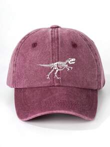 1pc Toddler/Little Boys' Distressed Washed Children's Baseball Cap With Embroidered Dinosaur Design, Bone Shaped Brim, Suitable For All Seasons - Baseball Cap - View 7