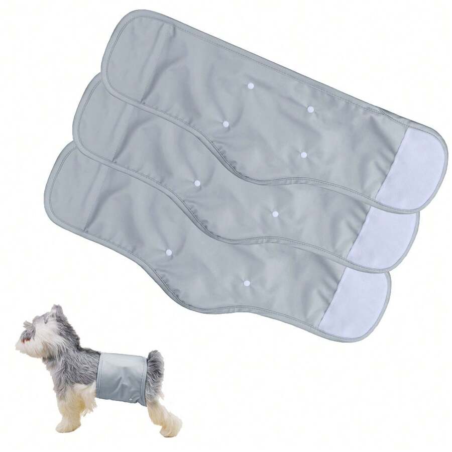 3pcsWashable Reusable Dog Diapers Male Belly Bands For Male Dogs Belly Wrap Diapers With Nappy Washable Reusable Dog Diapers Male Breathable Belly Bands - Multicolor - View 1