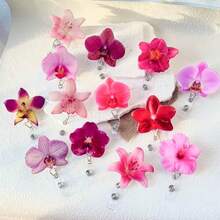 Orchid Flower Bloom Floret Bud Badge Reel For Nurses Doctor Paramedic Teachers Medical Office Womens ID Holder Kawaii Retractable Badge Holder Accessory B - N - 查看 6