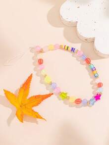 1件简约可爱亚克力多元素串珠手机挂绳/包包挂饰 - 多色 - 查看 4