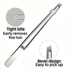 Premium Stainless Steel Slant Tip Eyebrow Tweezers - Unisex Precision Tweezers For Eyebrow Shaping & Facial Hair Removal, Facial Care Tool - Multicolor - View 6