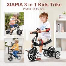 4-In-1 Kids Tricycle With Push Handle, Convertible Toddler Trike & Balance Bike, Adjustable Baby Ride-On For Boys & Girls Ages 2-4, Perfect Birthday & Holiday Gift (Black/Blue/Pink) - Black - View 5