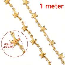 1m/2m Cadena de acero inoxidable con estrella con doble orificio, colgante de estrella de cinco puntas, para hacer pulseras, collares y joyería DIY - Cadena de estrella de cinco puntas - Ver 12
