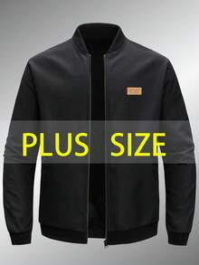 Plus Size Men's Lightweight Jacket - Casual Streetwear Style, Comfortable Loose Fit, Versatile For All Seasons - Black - View 1