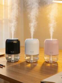 1pc 180ml Bedroom Humidifier, With 2 Working Modes, Colorful Night Light, Silent Mist, Home Electric Air Purifier, Small Aroma Diffuser, Can Be Used With Essential Oils. Available In Black, White And Pink, Suitable For Indoor Decoration. - Nhiều màu - Xem 4