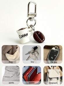 1pc Coffee Cup Keychain, Realistic Coffee Bean Cup Design, Lightweight Resin Material, Suitable For Coffee Lovers, Can Be Hung On Backpacks, Wallets, Offices Etc. As Decoration, Also Can Be Used As A Fun Accessory, Holiday Gift Or Pendant For Coffee Enthusiasts. Handmade, Combining Pendant And Functionality, An Ideal Gift For Coffee Lovers. - 彩色 - 查看 9
