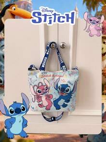 Disney Official Licensed 1 Pc Cartoon Stitch Printed Lunch Bag, Mischievous Stitch Lunch Bag & Fun Bucket Bag Cute Cartoon Hand Bag Candy Bag For Daily Use, Casual Canvas Shoulder Bag For Easy Carry – For StudentsTeenagers/Teens/Young Adults/Zoomers Perfect For Daily/Shopping/Going Out - Multicolor - View 10