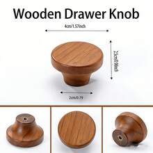 2pcs Black Walnut Wood Single Hole Trumpet Shaped Drawer Pulls, Round Head Wooden Cabinet/Wardrobe/Kids Room Door Handles With Screws - Black Walnut, Beech Wood - View 8