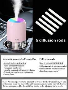 1pc 180ml Bedroom Humidifier, With 2 Working Modes, Colorful Night Light, Silent Mist, Home Electric Air Purifier, Small Aroma Diffuser, Can Be Used With Essential Oils. Available In Black, White And Pink, Suitable For Indoor Decoration. - Nhiều màu - Xem 25