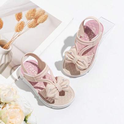 New Cute Floral Bow Kids Sandals, Non-Slip Fashion Versatile Daily Wear Shoes