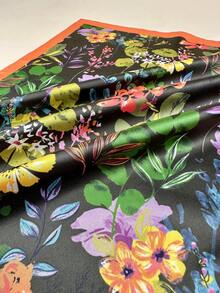 1 chiếc khăn choàng cổ, khăn quàng đầu bằng satin in hoa thanh lịch dành cho nữ. - Nhiều màu - Xem 5